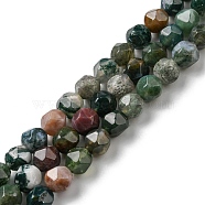 Natural Indian Agate Beads Strands, Faceted, Round, 8mm, Hole: 1mm, about 46pcs/strand, 14.17 inch(36cm)(G-C039-E01)