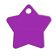 Aluminium Pendants, Pet Tag, Stamping Blank Tag, Star, Purple, 35x36x1mm, Hole: 4mm(ALUM-CJC0002-01G)