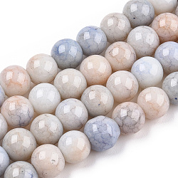 Opaque Crackle Glass Round Beads Strands, Imitation Stones, Round, Blanched Almond, 8~9mm, Hole: 1.5mm, about 104~106pcs/strand, 30.31~31.10 inch(77~79cm)(X-GLAA-T031-01B)