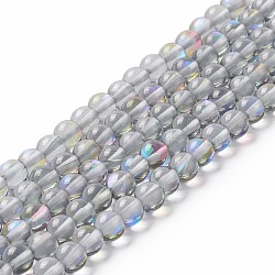 Synthetic Moonstone Beads Strands, Round, Gray, 6mm, Hole: 0.8mm, about 63pcs/strand, 14.57''~15.55''(37~39.5cm)(G-E573-02A-08)