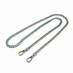 Zine Alloy Curb Chain Bag Handles, with Swivel Clasps, for Bag Replacement Accessories, Rainbow Color, 100x0.8x0.25cm(FIND-WH0126-33C-M)