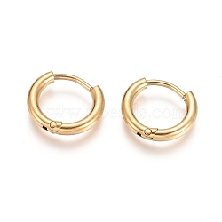 Ion Plating(IP) 304 Stainless Steel Huggie Hoop Earrings, Hypoallergenic Earrings, with 316 Surgical Stainless Steel Pin, Real 18K Gold Plated, 12 Gauge, 12~13x2mm, Pin: 1mm, Inner Diameter: 8mm(EJEW-F111A-13mm-G)