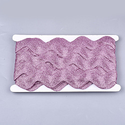 Polyester Ribbons, Wave Shape, Flamingo, 38~40mm, 10yard/card(SRIB-S050-D08)