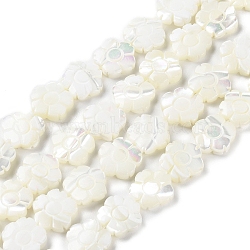 Natural Trochus Shell Beads Strands, Flower, Floral White, 12x12.5x3mm, Hole: 0.8mm, about 33pcs/strand, 15.75''(40cm)(BSHE-E030-03)