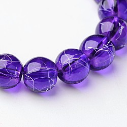 Drawbench Transparent Glass Beads Strands, Spray Painted, Round, Purple, 8mm, Hole: 1.3~1.6mm, 31.4 inch(GLAD-Q012-8mm-16)