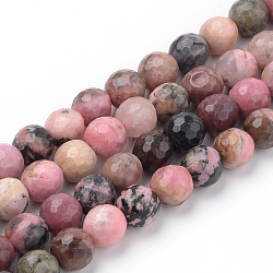 Natural Rhodonite Beads Strands, Faceted, Round, 4~4.5mm, Hole: 1mm, about 96pcs/strand, 15.5 inch(X-G-Q462-108-4mm)