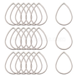 Tarnish Resistant 304 Stainless Steel Linking Rings, Teardrop, Stainless Steel Color, 32x22x1mm, inner measure: 29.5x20mm(STAS-T047-16C)