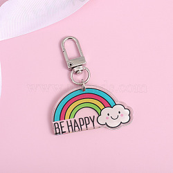 Rainbow Theme Acrylic Pendant Decorations, Platinum Tone Alloy Swivel Clasp Pendant Decorations, Rainbow, Pendant: 33x47mm(RABO-PW0001-079B)