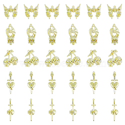 40Pcs 5 Style Alloy Pendants, Skull & Butterfly & Skull & Heart & Sword, Light Gold, 25.5~47.5x15~28x4~7mm, Hole: 1.8~2mm, 8pcs/style(FIND-DC0003-17)