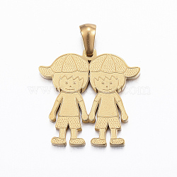 Ion Plating(IP) 304 Stainless Steel Pendants, Boys, Golden, 22x22.5x2mm, Hole: 3x5mm(STAS-K162-113G)