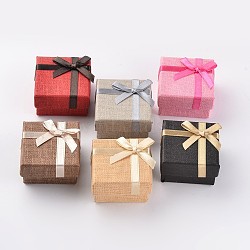 Square Cardboard Rings Boxes, Mixed Color, 5.7x5.7x3.1cm(X-CBOX-D028-01)