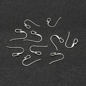 925 Sterling Silver Earring Hooks, Silver, 17x2mm, Hole: 2mm, 22 Gauge, Pin: 0.6mm