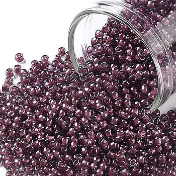 TOHO Round Seed Beads, Japanese Seed Beads, (1075) Crystal Berry Wine Lined, 11/0, 2.2mm, Hole: 0.8mm, about 5555pcs/50g
