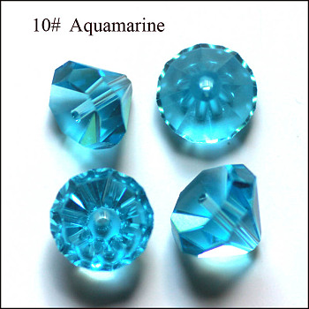 Imitation Austrian Crystal Beads, Grade AAA, Faceted, Diamond, Deep Sky Blue, 6x4mm, Hole: 0.7~0.9mm
