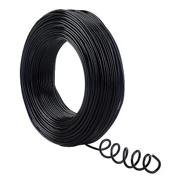 Round Anodized Aluminum Wire, Bendable Metal Craft Wire, for DIY Jewelry Craft Making, Black, 12 Gauge, 2mm, 55m/500g(180.4feet/500g), 500g