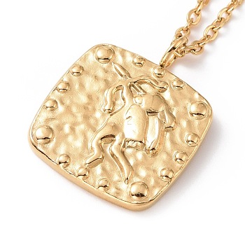 Ion Plating(IP) 304 Stainless Steel Square with Cupid Pendant Necklace for Women, Golden, 17.83 inch(45.3cm)