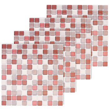 3D Mosaic Tile Stickers, 3D Self Adhesive Wall Tiles, PVC Square Decorative Vinyl Tile Decals, Mixed Color, 23.6x23.6x0.1cm, Package: 25.4x24x0.1cm