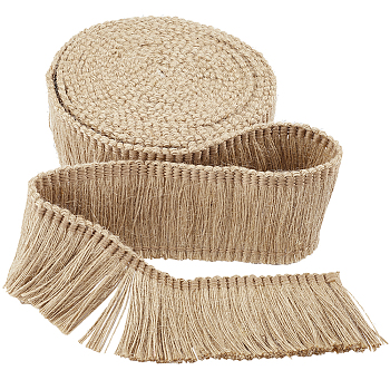 Jute Tassel Ribbon, Hessian Ribbon, for Jewelry Making, Tan, 2 inch(52mm)