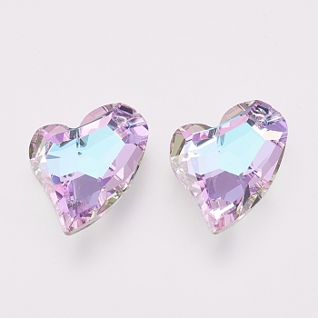 K9 Glass Rhinestone Pendants, Imitation Austrian Crystal, Faceted, Heart, Vitrail Light, 27x19x8mm, Hole: 1.5mm