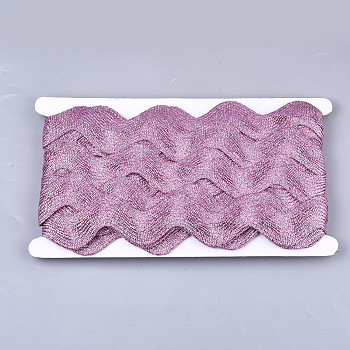 Polyester Ribbons, Wave Shape, Flamingo, 38~40mm, 10yard/card