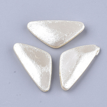 ABS Plastic Imitation Pearl Beads, Triangle, Beige, 39x19x6.5mm, Hole: 1.8mm, about 170pcs/500g