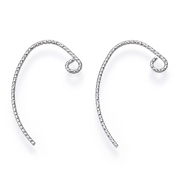Brass Earring Hooks, with Horizontal Loop, Nickel Free, Real Platinum Plated, 21x12x1mm, 18 Gauge, Hole: 2mm