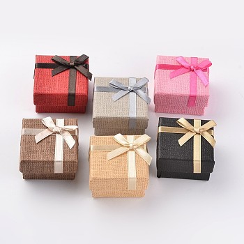 Square Cardboard Rings Boxes, Mixed Color, 5.7x5.7x3.1cm