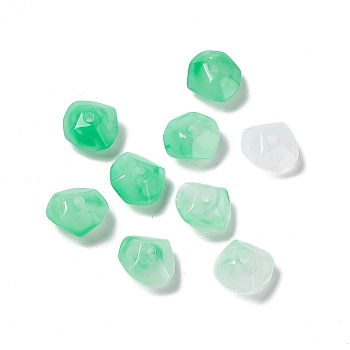 Acrylic Beads, Two Tone, Faceted Heart, Sea Green, 14.5x14x7.5mm, Hole: 2mm, 735pcs/500g