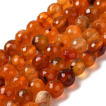 Dyed & Heated Natural Agate Beads Strands, Faceted, Round, Chocolate, 8mm, Hole: 1.2mm, about 48pcs/strand, 15.12''(38.4cm)