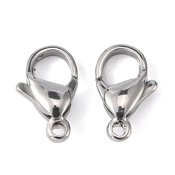 304 Stainless Steel Lobster Claw Clasps, Parrot Trigger Clasps, Stainless Steel Color, 12x7x3.5mm, Hole: 1.5mm