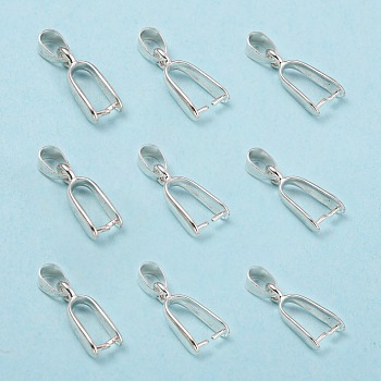Silver Color Plated Brass Ice Pick Pinch Bails, 20x9mm, Inner: 6x11mm, Hole: 4mm