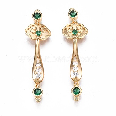 Real 18K Gold Plated Green Others Brass+Cubic Zirconia Links