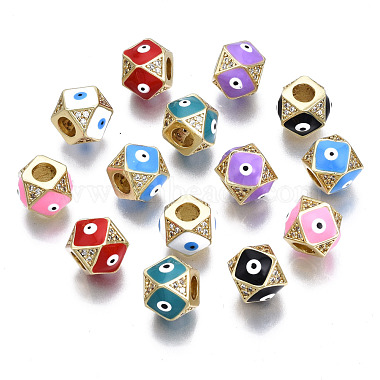 Real 16K Gold Plated Mixed Color Rhombus Brass+Enamel Beads