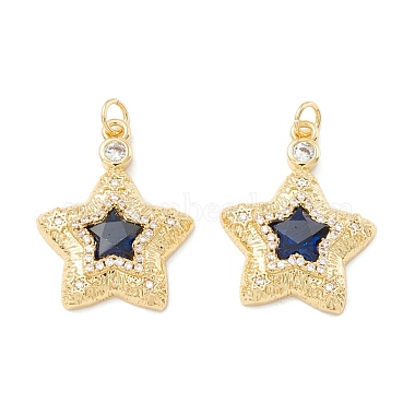 Real 18K Gold Plated Midnight Blue Star Brass+Cubic Zirconia Pendants