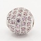 Thistle CZ Jewelry Findings Brass Micro Pave Cubic Zirconia Round Beads(ZIRC-M015-13P-NR)-2