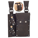 Rectangle PU Leather Medieval Waist Belt Bag with 2Pcs Glass Potion Bottles, Coffee, 275mm(AJEW-WH0696-581B)