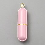 Lipstick Shape Plastic with Alloy Cross Stitch Storage Tool, Pink, 95x23.5x21mm(AJEW-WH20008-05B-G)