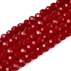 Opaque Solid Color Imitation Jade Glass Beads Strands, Faceted, Rondelle, FireBrick, 4x3mm, Hole: 0.8~1mm, about 105~110pcs/strand, 38~39cm(EGLA-A044-P4mm-D02)