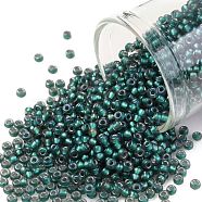 TOHO Round Seed Beads, Japanese Seed Beads, (270F) Matte Teal Lined Crystal, 11/0, 2.2mm, Hole: 0.8mm, about 135000pcs/pound(SEED-TR11-0270F)