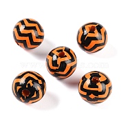 Halloween wood beads, Saddle Brown, Round, 15mm, Hole: 3.5mm(WOOD-S064-01A)