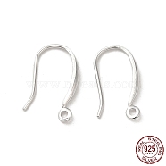 Rhodium Plated 925 Sterling Silver Earring Hooks, Ear Wire with Loops, Real Platinum Plated, 21 Gauge, 15.5x2mm, Hole: 1.2mm, Pin: 0.7mm(FIND-Z008-14P)