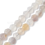 Natural White Agate Beads Strands, Faceted Hexagonal Cut, Hexagon, 8~8.5x9~9.5x4~4.5mm, Hole: 1mm, about 25pcs/strand, 8.11''(20.6cm)(G-K359-C07-01)