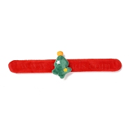 Christmas Slap Bracelets, Snap Bracelets for Kids and Adults Christmas Party, Christmas Tree, Green, 24.5x2.5x0.2cm(BJEW-B012-04)