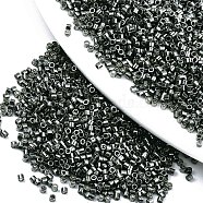 11/0 Grade A Glass Seed Beads, Cylinder, Uniform Seed Bead Size, Metallic Colours, Slate Gray, 1.5x1mm, Hole: 0.5mm, about 20000pcs/bag(SEED-S030-1213)