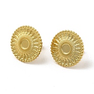 Ion Plating(IP) 304 Stainless Steel Stud Earring Cabochon Settings, Flat Round with Sun, Real 18K Gold Plated, Tray: 4mm, 16.5mm, Pin: 0.8mm(EJEW-I281-03G)