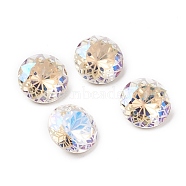 K9 Glass Rhinestone Pointed Back Cabochons, Random Color Back Plated, Faceted, Diamond, Flower Pattern, Moonlight, 14x7mm(RGLA-P030-06A-001MO)