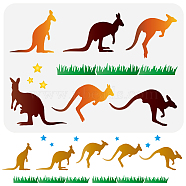 Plastic Drawing Painting Stencils Templates, for Painting on Scrapbook Fabric Tiles Floor Furniture Wood, Rectangle, Kangaroo Pattern, 29.7x21cm(DIY-WH0396-0061)