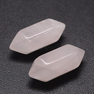 Faceted No Hole Natural Rose Quartz Beads, Healing Stones, Reiki Energy Balancing Meditation Therapy Wand, Double Terminated Point, for Wire Wrapped Pendants Making, 20x9x9mm(G-K034-20mm-06)