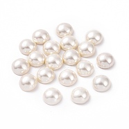 Shell Pearl Half Drilled Beads, Half Round, White, 12x7mm, Hole: 1mm(X-BSHE-G011-01-12mm)
