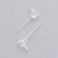 Transparent Painless Prevent Allergy Resin Stud Earring Findings, with Loop, Clear, 13x5.4mm, Hole: 0.7mm, Pin: 0.7mm, Fit for 3mm rhinestone(X-KY-L005-09)